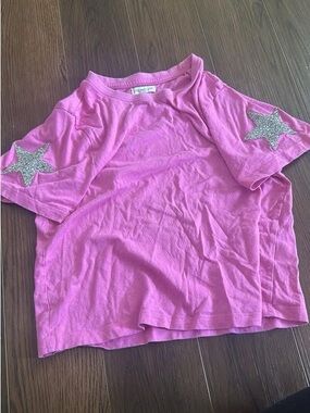 Girls' Pink Star Sleeve Tee